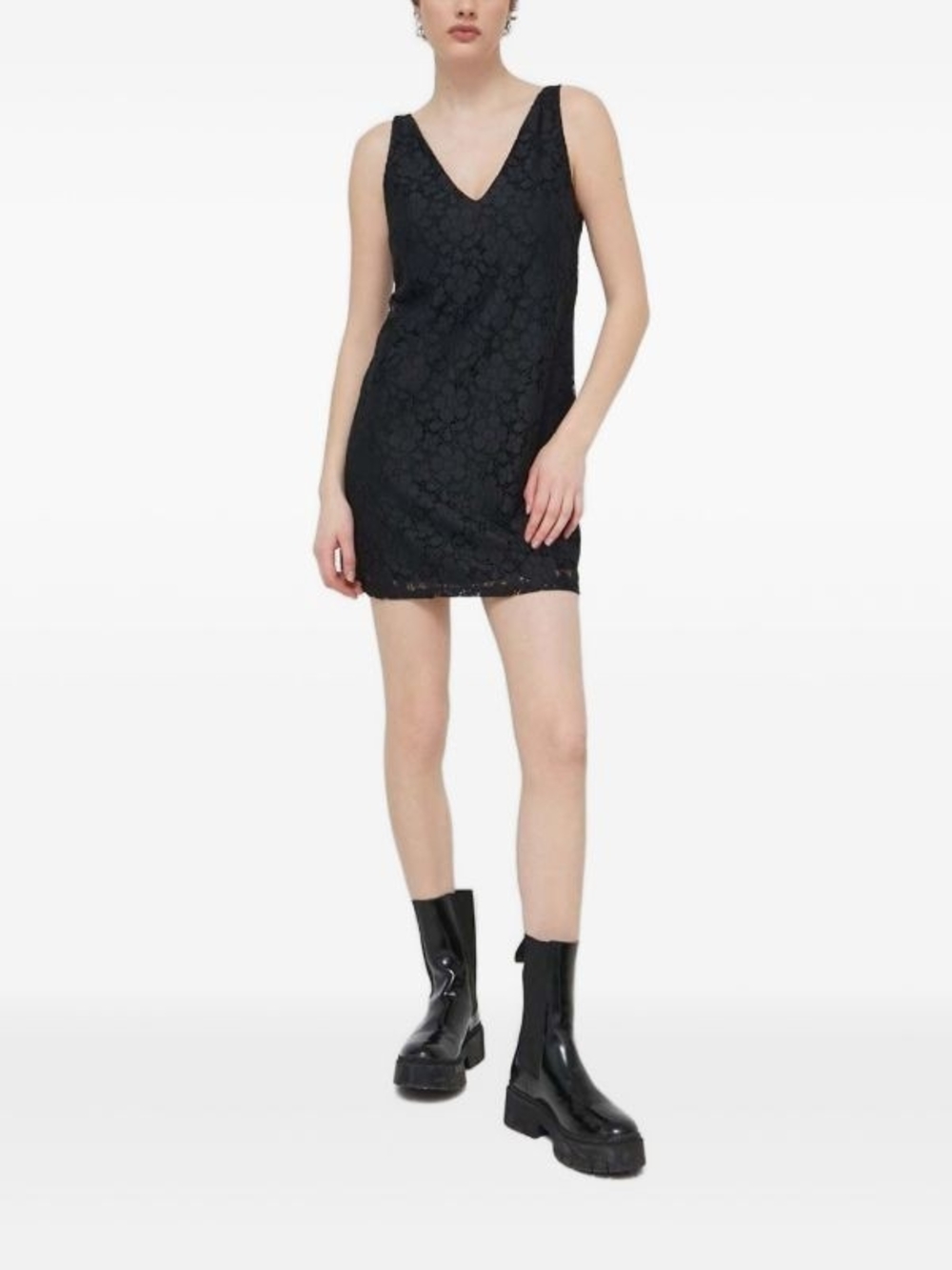 Desigual Black Floral Lace V-Neck Mini Dress size M